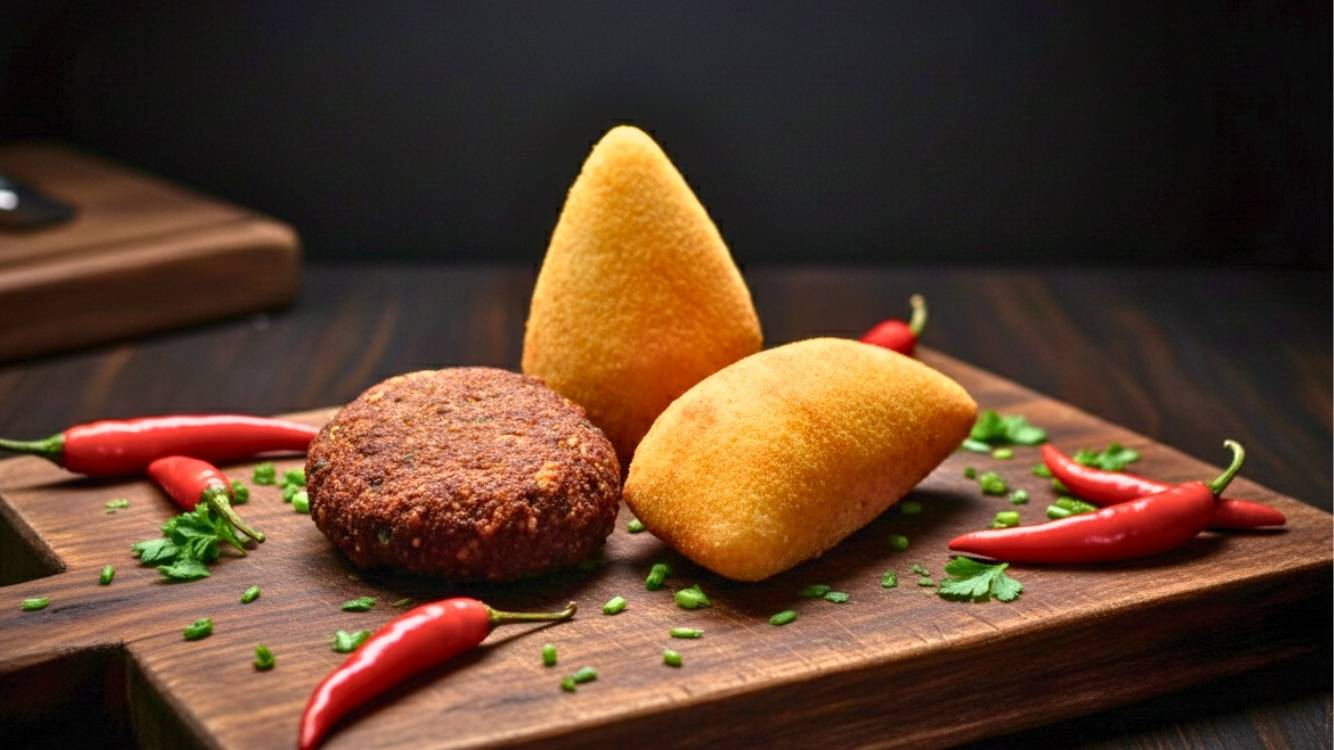 Risole coxinha e bolinho de carne - Pastelaria Brasileira Curitiba